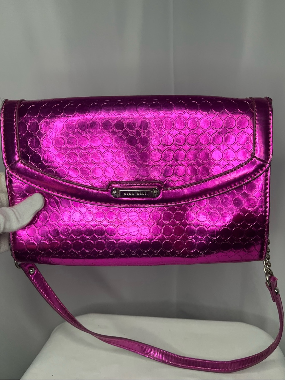 Nine West Metallic Fuchsia Envelope Shoulder bag